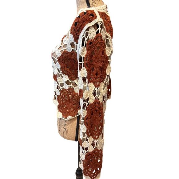 Rebellion  Women's L Multicolor Crochet Pullover Sweater Top - Picture 5 of 11